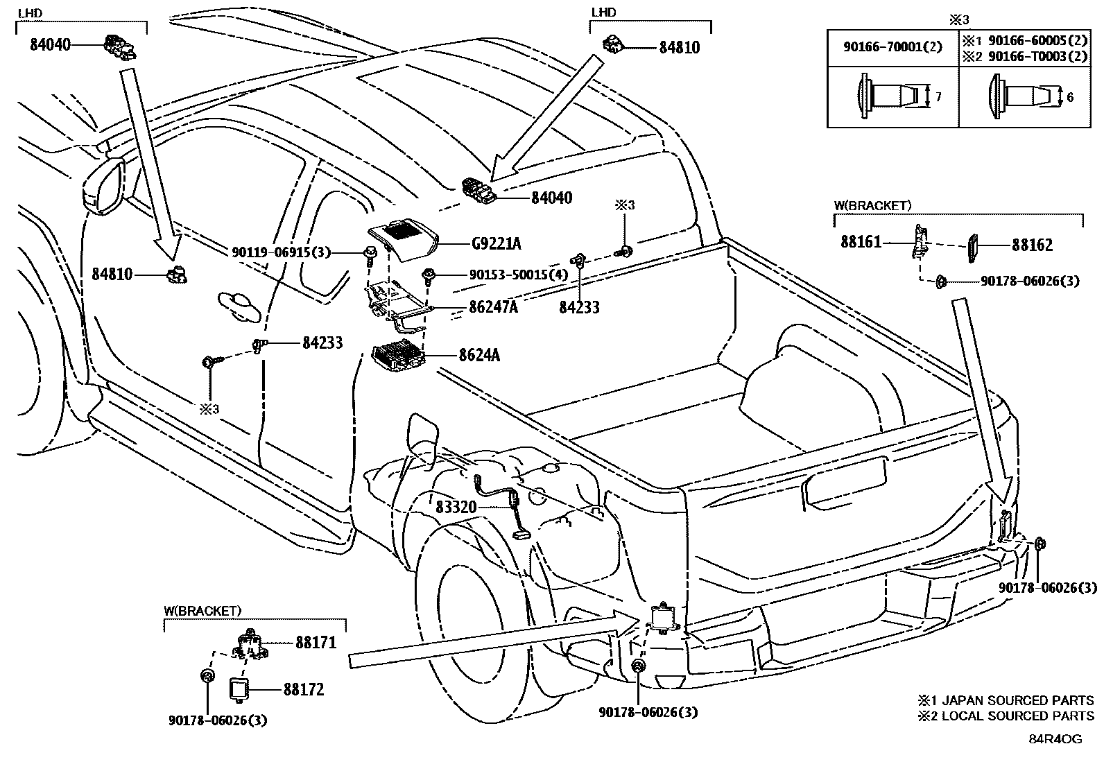 Toyota HILUX 开关和继电器和ECU EPC diagram — 84R4OG