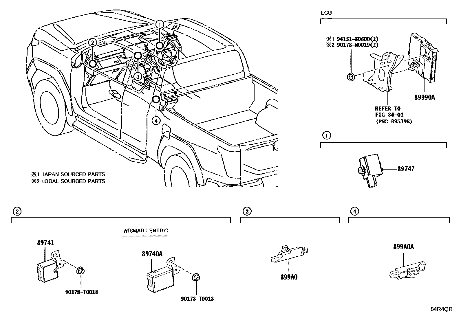 Toyota HILUX 遥控门锁 EPC diagram — 84R4QR