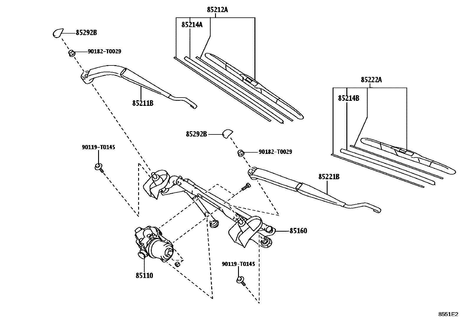 Toyota HILUX 挡风玻璃刮水器 EPC diagram — 8551E2