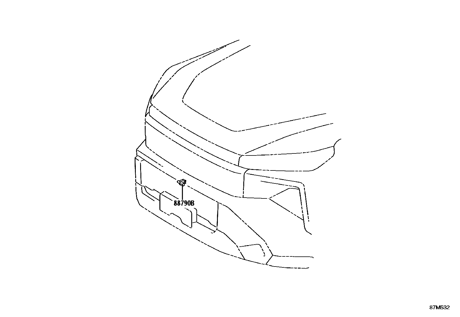 Toyota HILUX 暖风和空调系统 - 控制器和风管 EPC diagram — 87M532