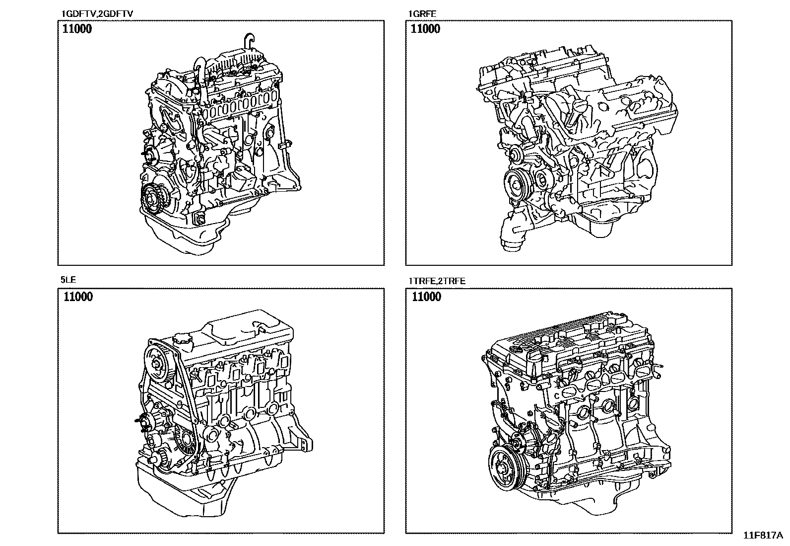 Toyota HILUX Partial Engine Assembly EPC diagram — 11F817A