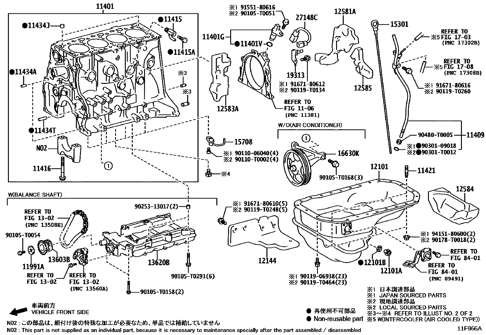 Toyota HILUX Cylinder Block EPC diagram — 11F966A