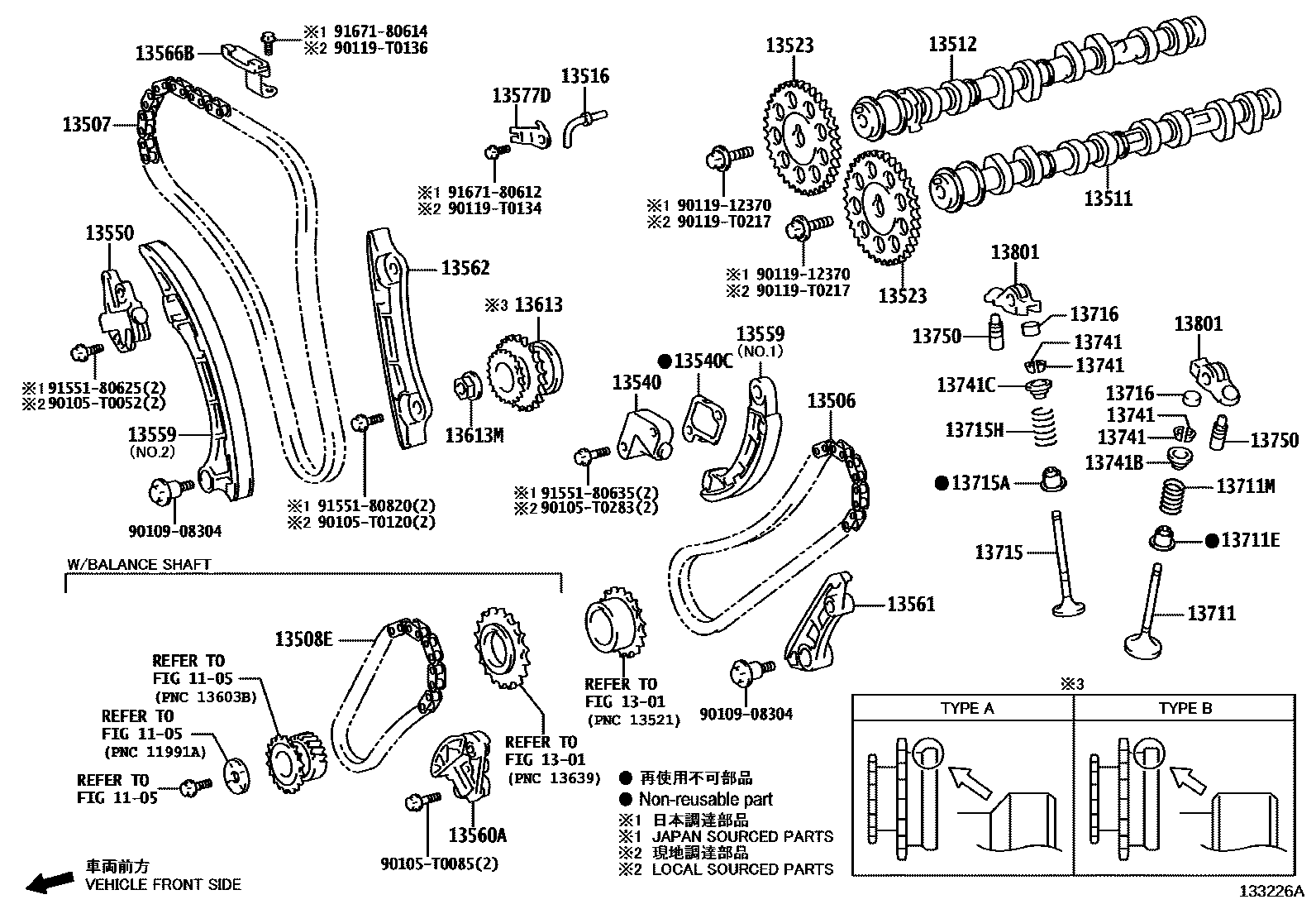 Toyota HILUX Camshaft & Valve EPC diagram — 133226A
