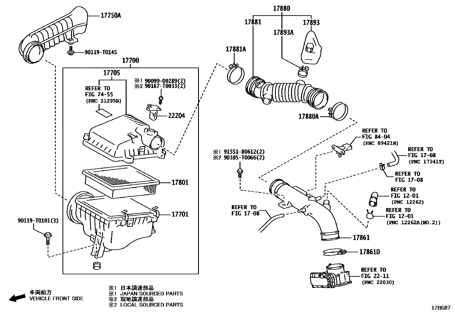 Toyota HILUX Air Cleaner EPC diagram — 17B687
