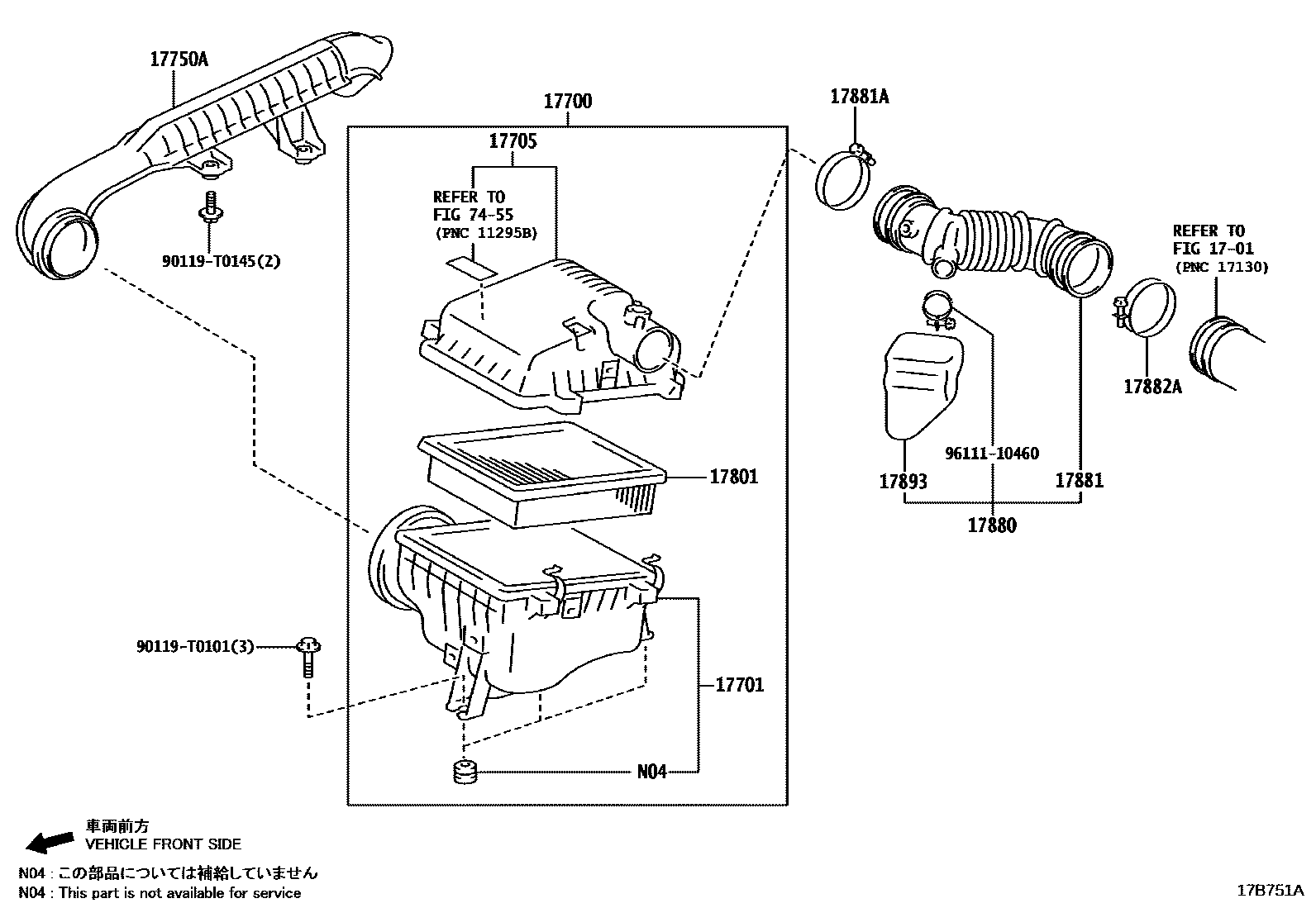 Toyota HILUX Air Cleaner EPC diagram — 17B751A