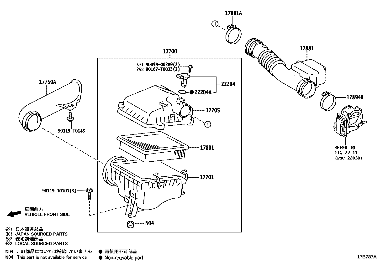Toyota HILUX Air Cleaner EPC diagram — 17B787A