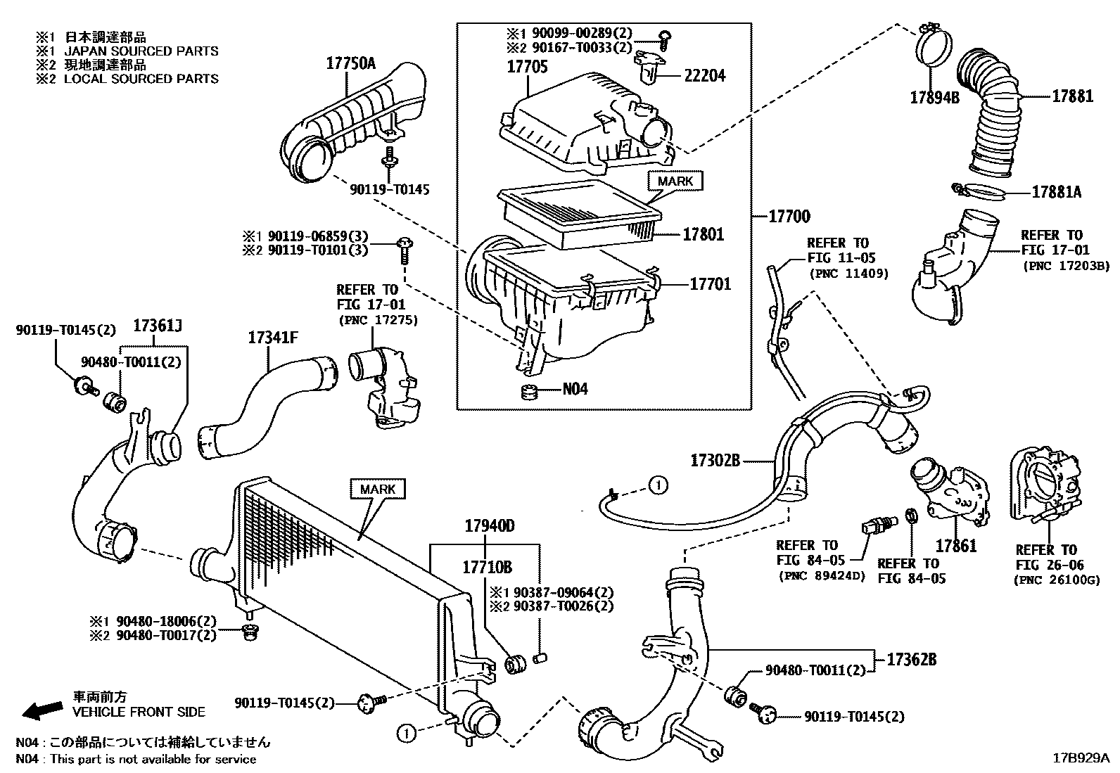Toyota HILUX Air Cleaner EPC diagram — 17B929A