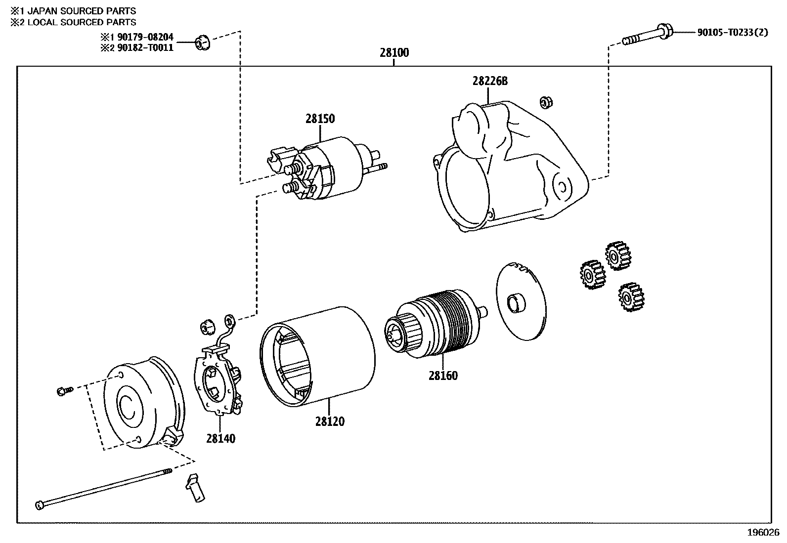 Toyota HILUX 起动机 EPC diagram — 196026