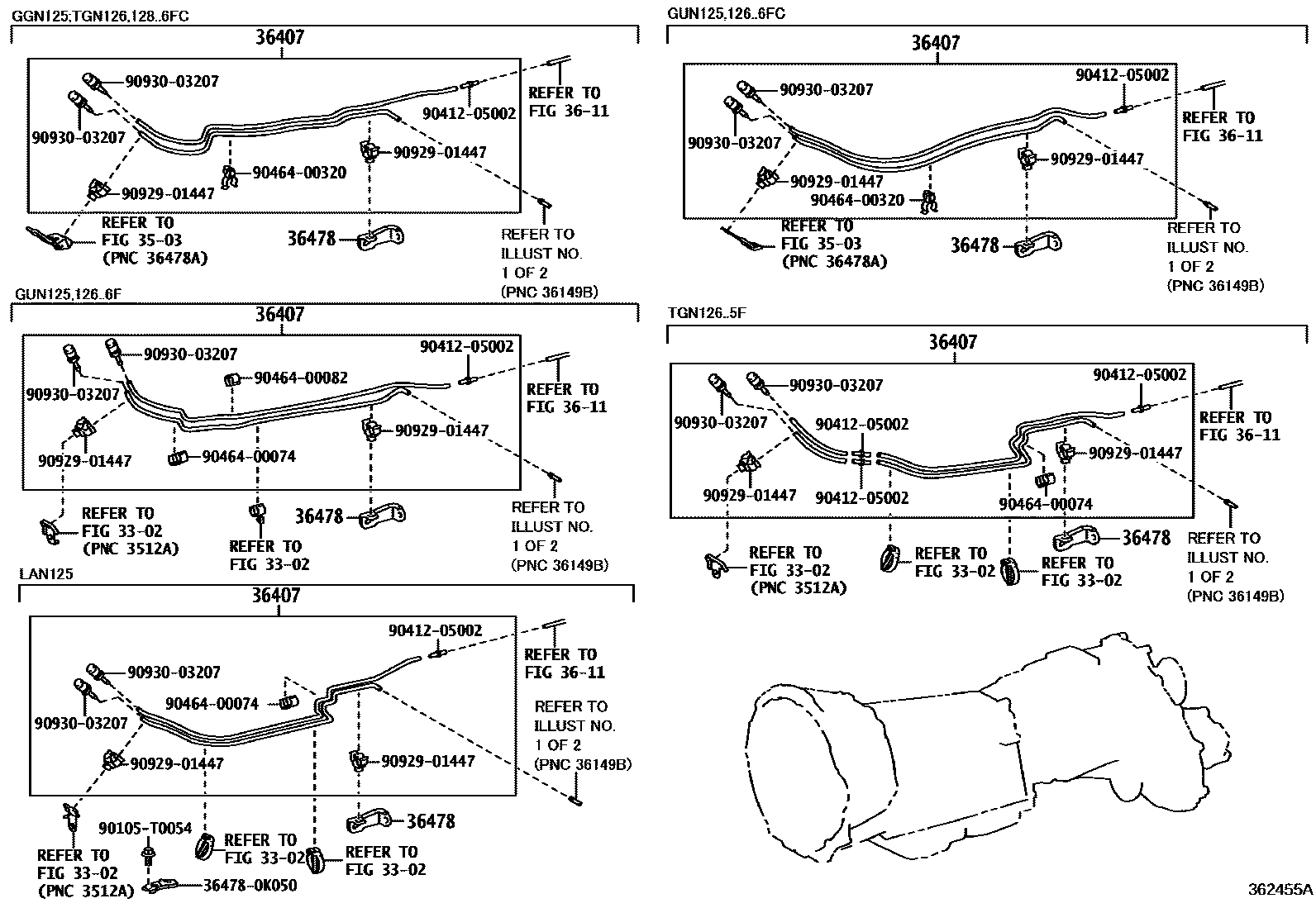 Toyota HILUX Transfer Case & Extension Housing EPC diagram — 362455A