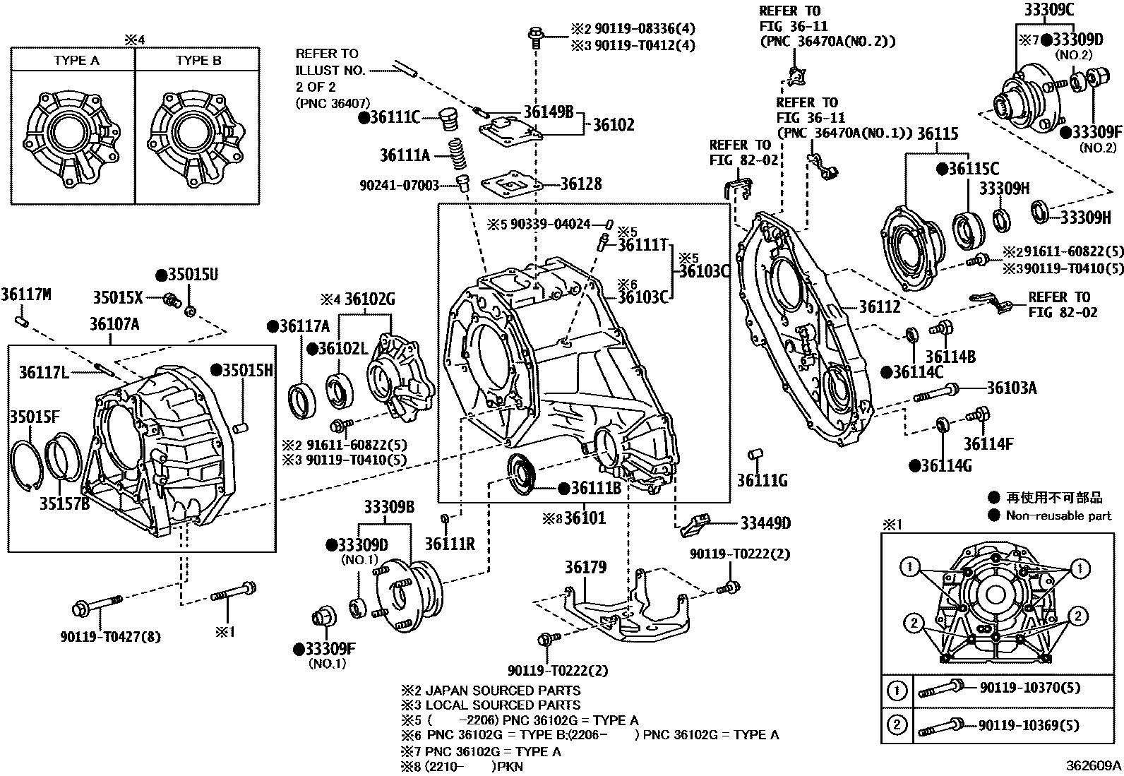 Toyota HILUX Transfer Case & Extension Housing EPC diagram — 362609A