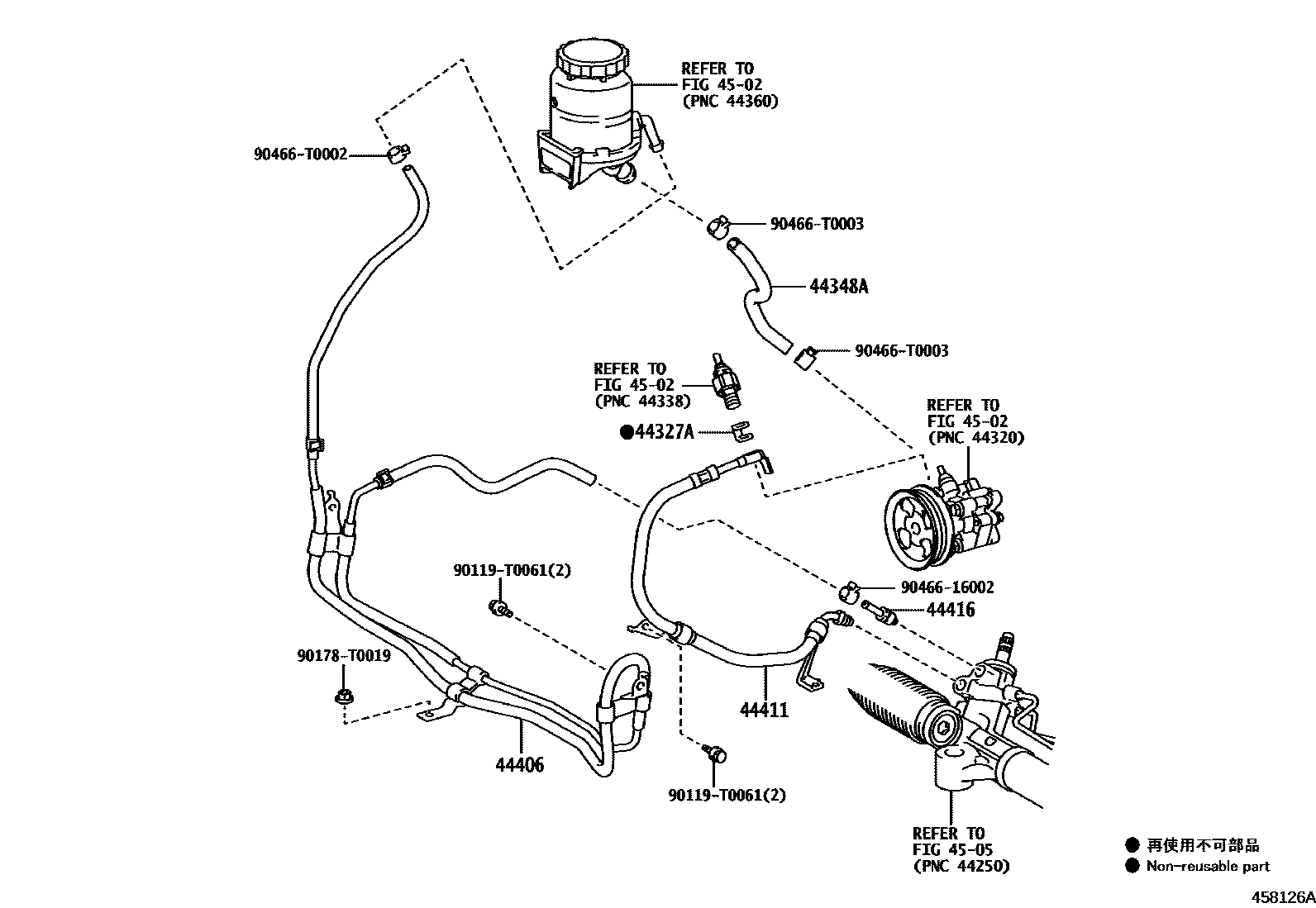 Toyota HILUX 动力转向配管 EPC diagram — 458126A