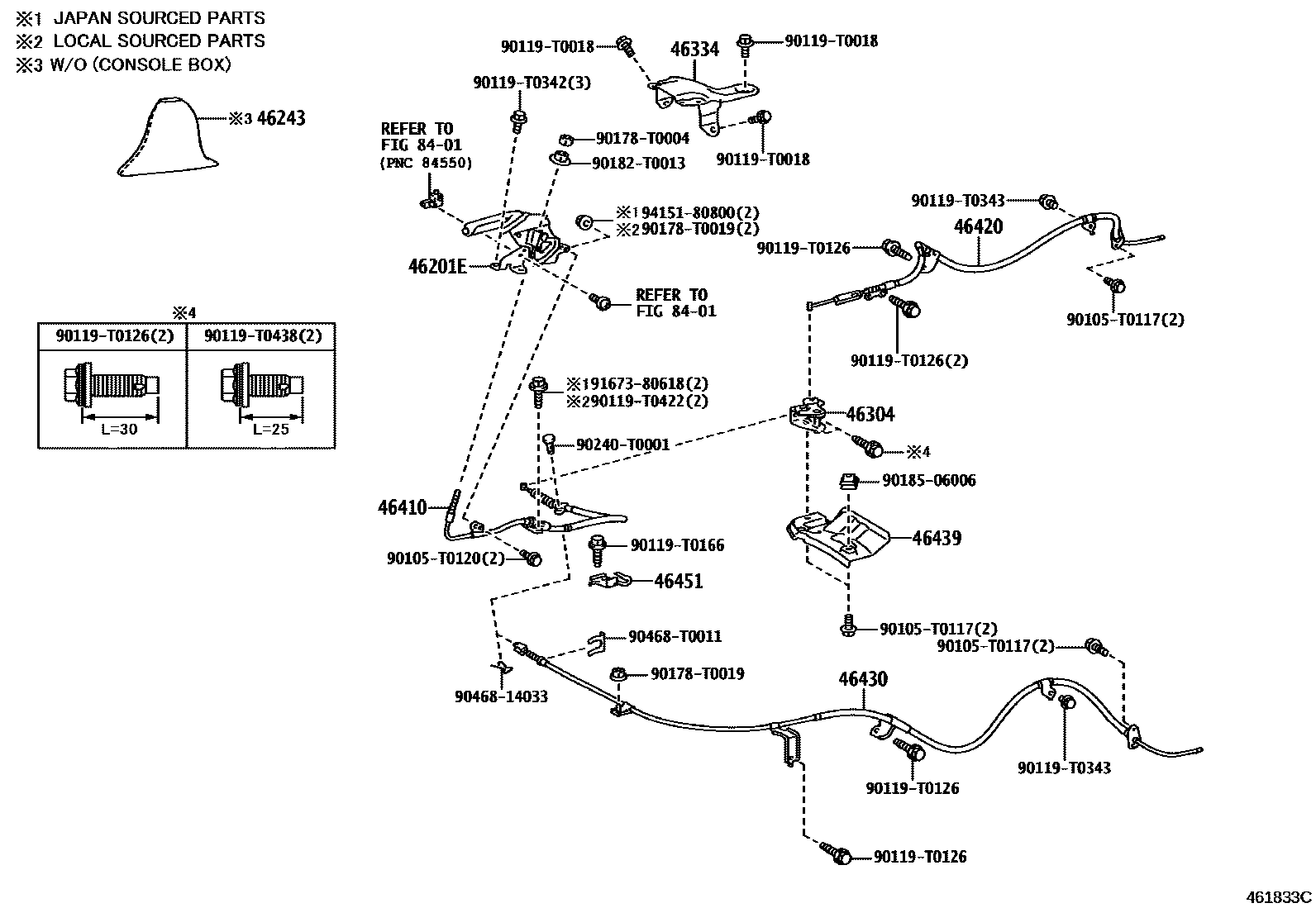 Toyota HILUX Parking Brake & Cable EPC diagram — 461833C