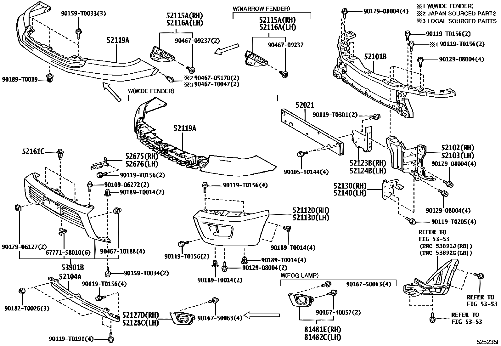 Toyota HILUX 前保险杠及附件 EPC diagram — 525235F