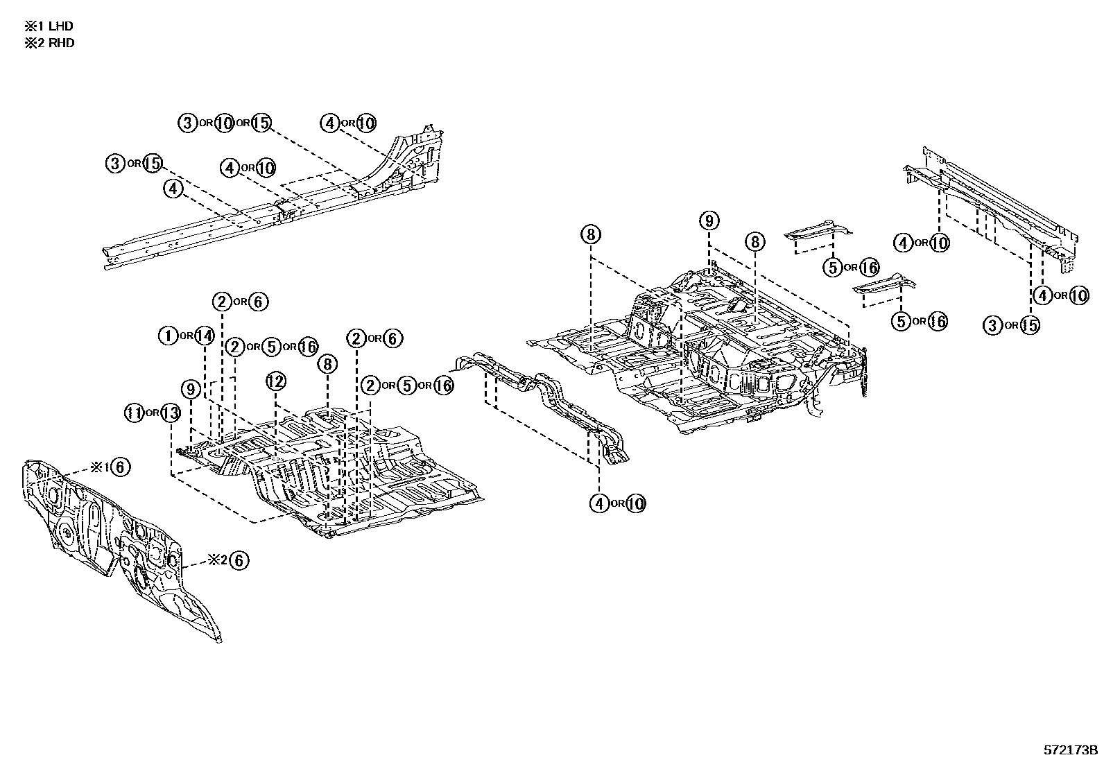 Toyota HILUX hole plug EPC diagram — 572173B