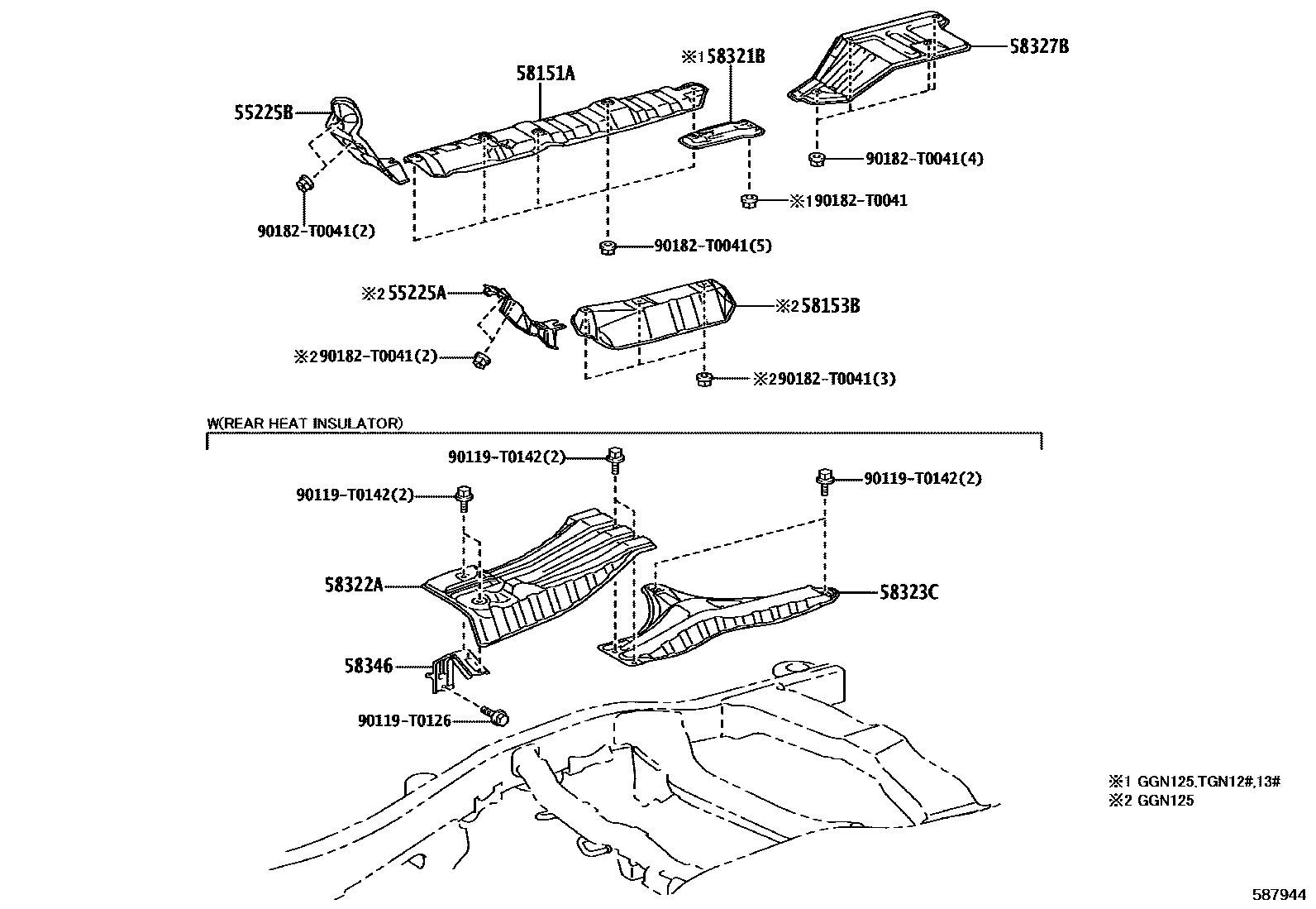 Toyota HILUX 地板隔热垫 EPC diagram — 587944