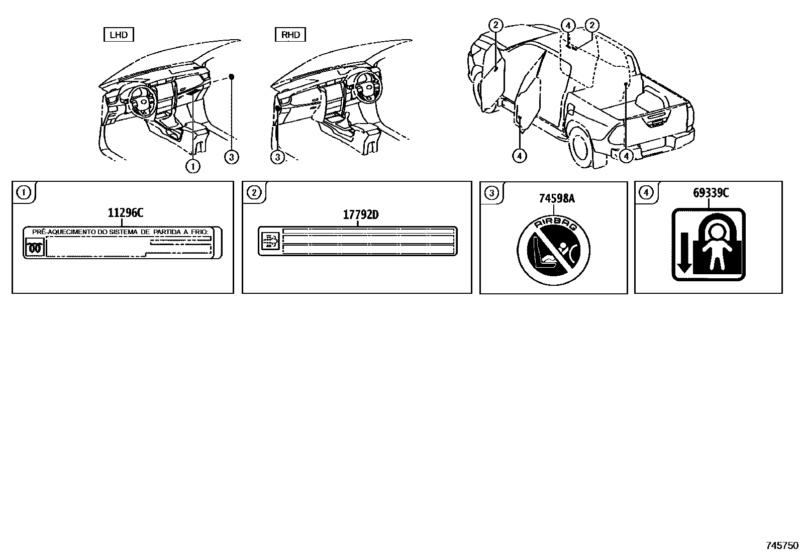 Toyota HILUX warning nameplate EPC diagram — 745750
