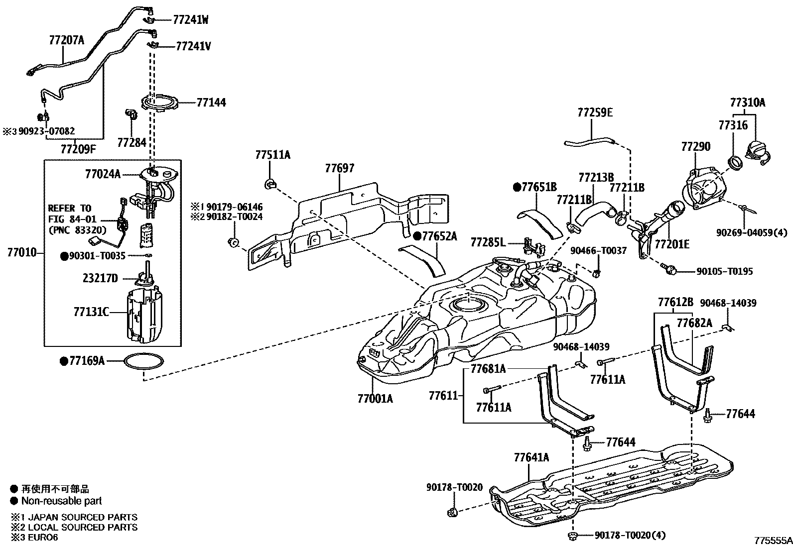 Toyota HILUX 燃油箱和燃油管 EPC diagram — 775555A