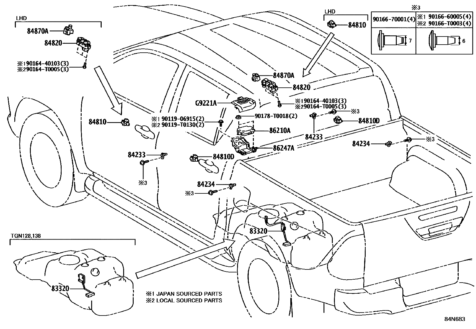Toyota HILUX 开关和继电器和ECU EPC diagram — 84N683