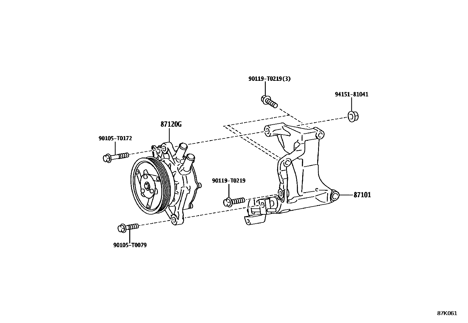 Toyota HILUX 暖风和空调系统 - 加热装置和鼓风机 EPC diagram — 87K061