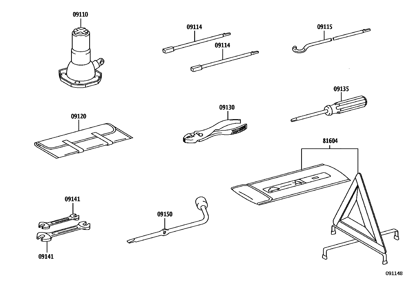 Toyota HILUX Standard Tools EPC diagram — 091148