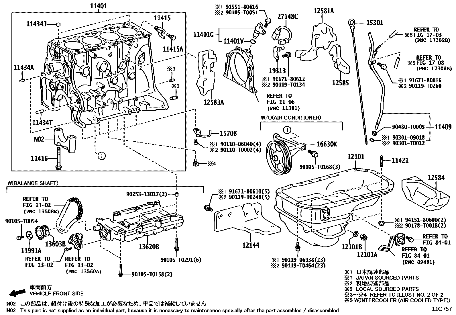 Toyota HILUX Cylinder Block EPC diagram — 11G757