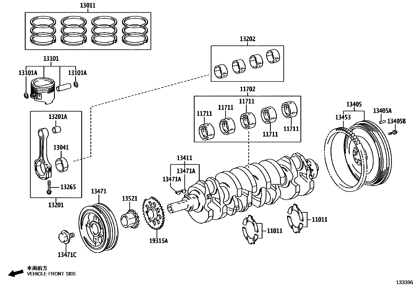 Toyota HILUX Crankshaft & Piston EPC diagram — 133396