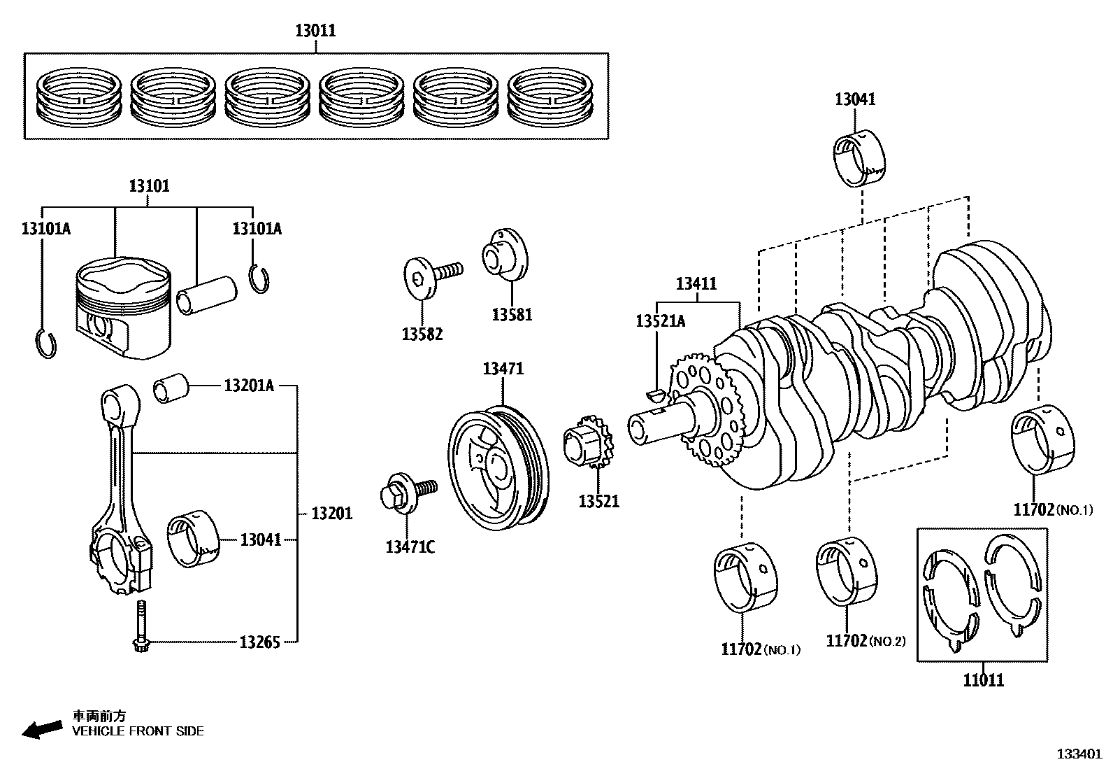 Toyota HILUX Crankshaft & Piston EPC diagram — 133401