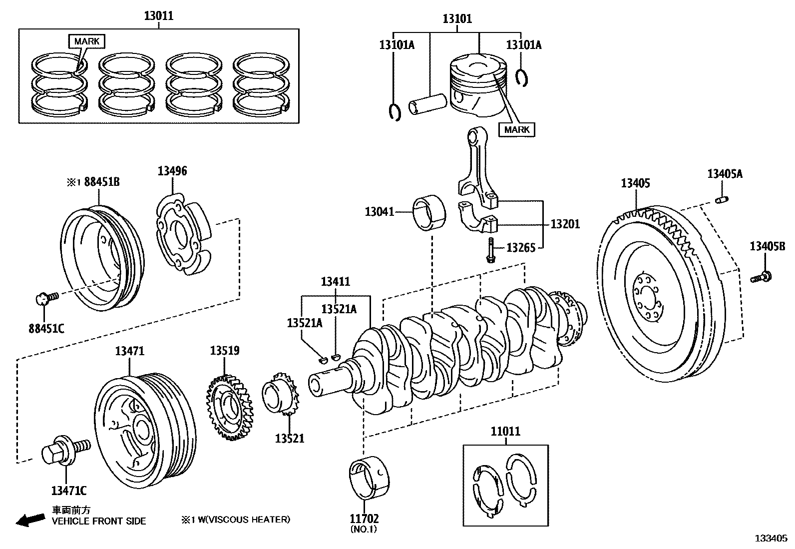 Toyota HILUX Crankshaft & Piston EPC diagram — 133405