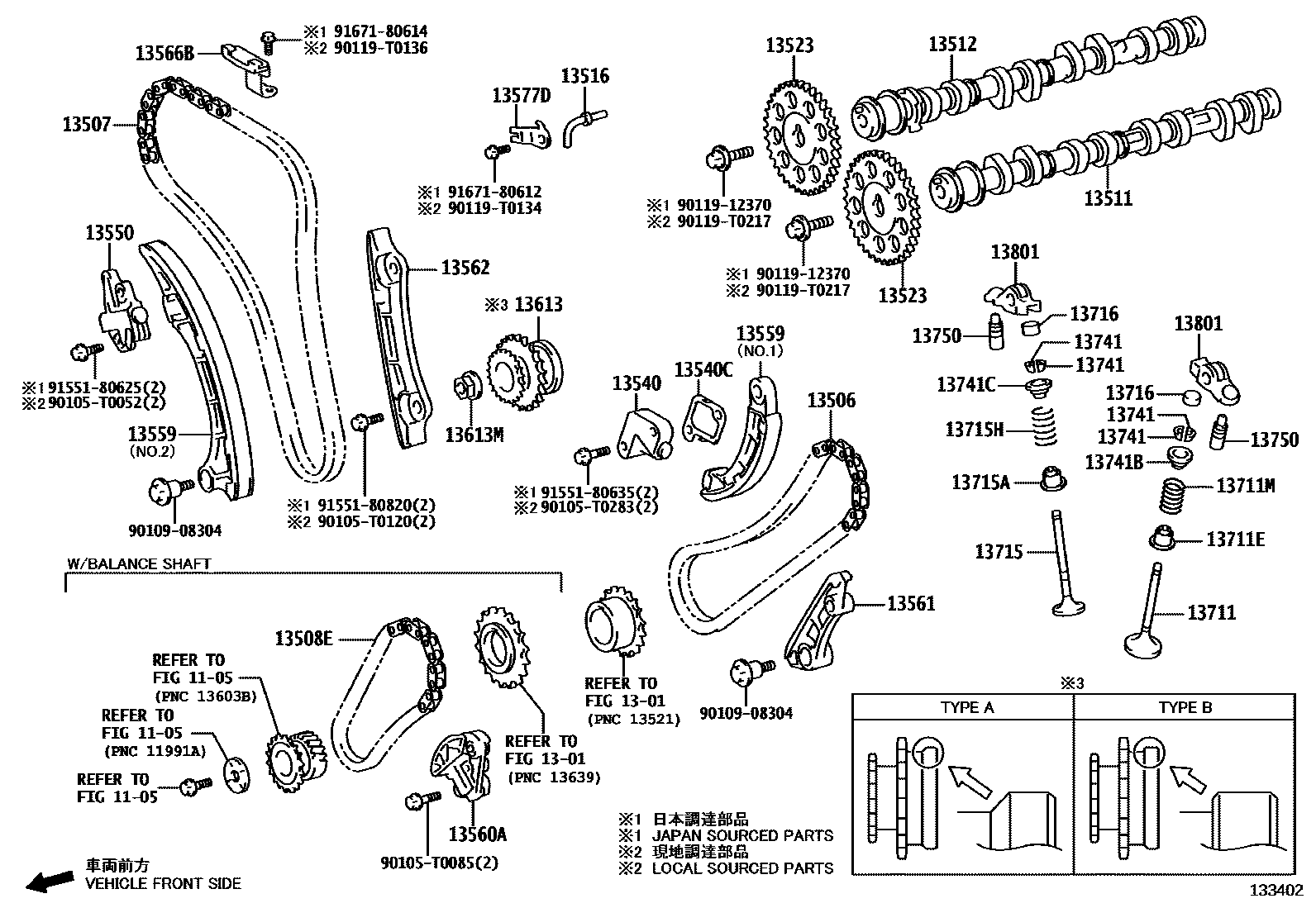 Toyota HILUX Camshaft & Valve EPC diagram — 133402