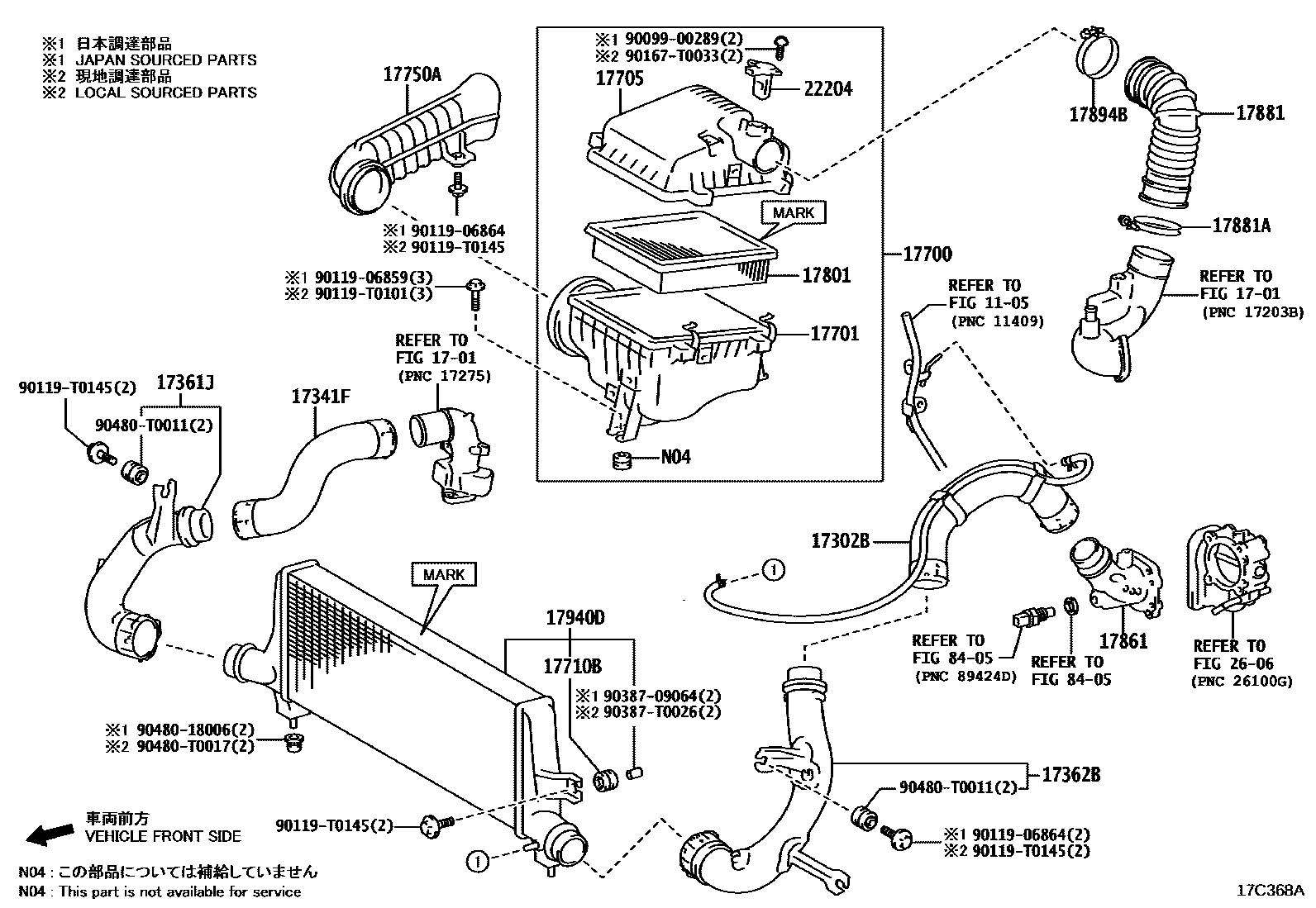 Toyota HILUX Air Cleaner EPC diagram — 17C368A
