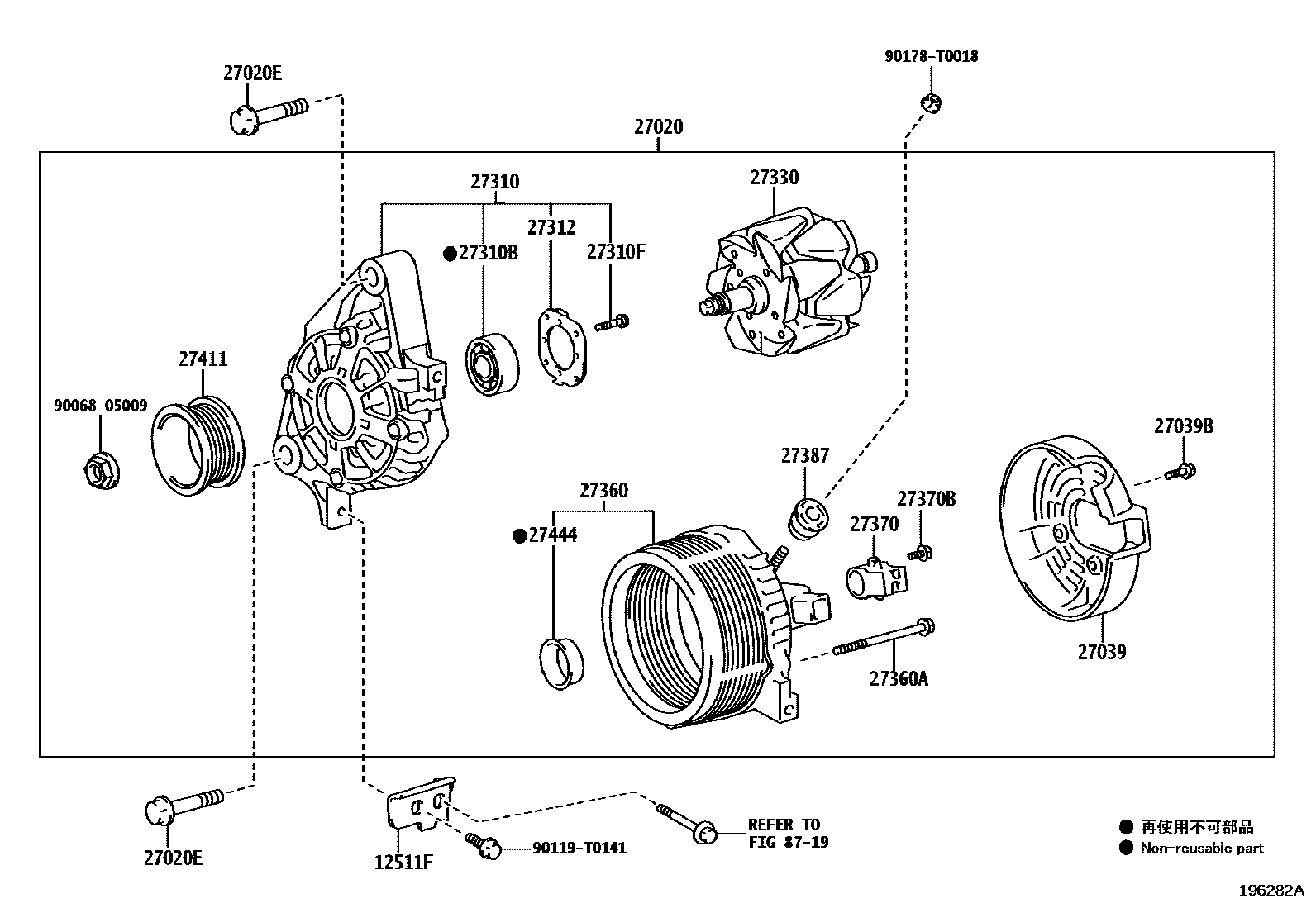 Toyota HILUX Alternator EPC diagram — 196282A
