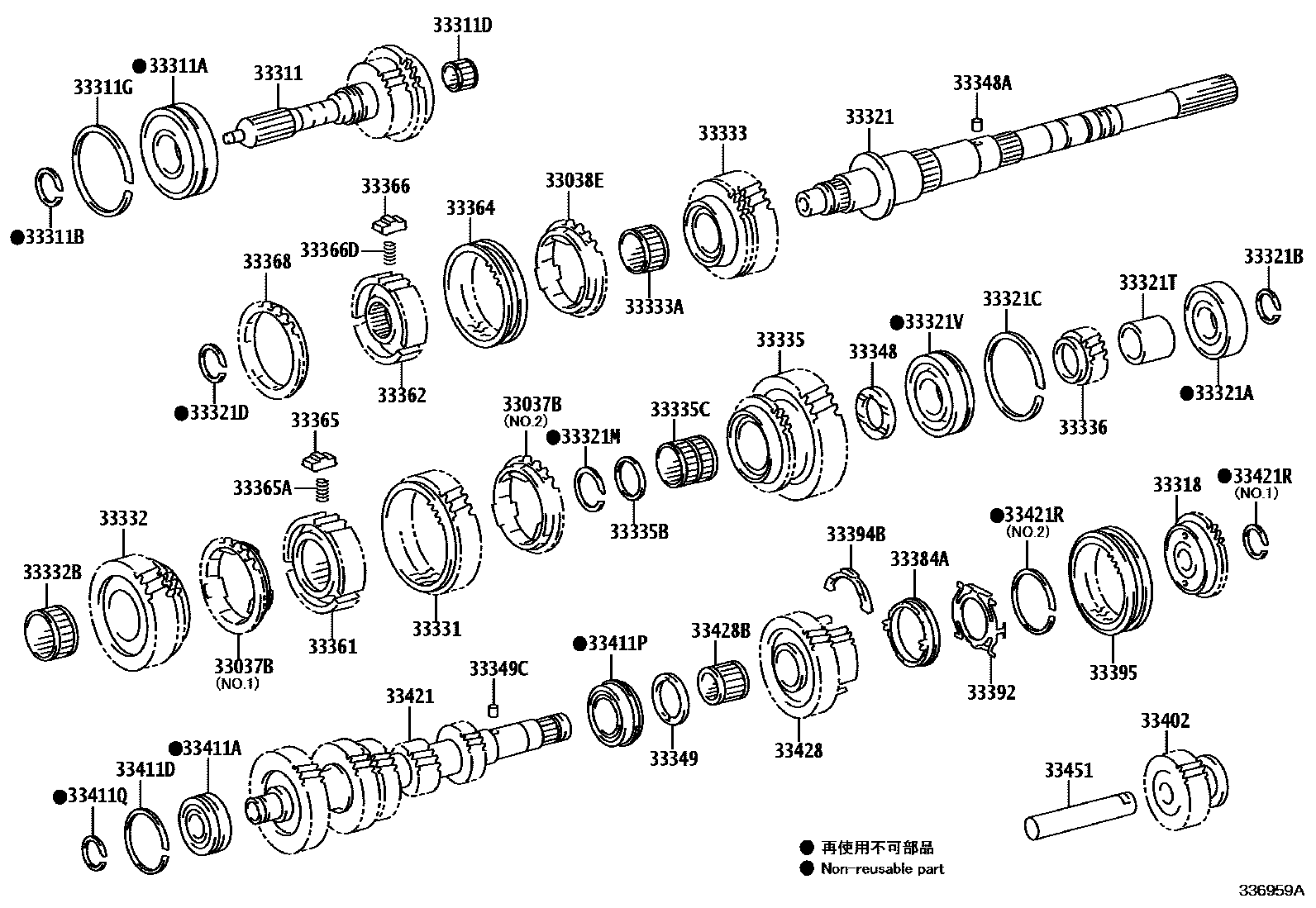 Toyota HILUX 变速器齿轮(MTM) EPC diagram — 336959A
