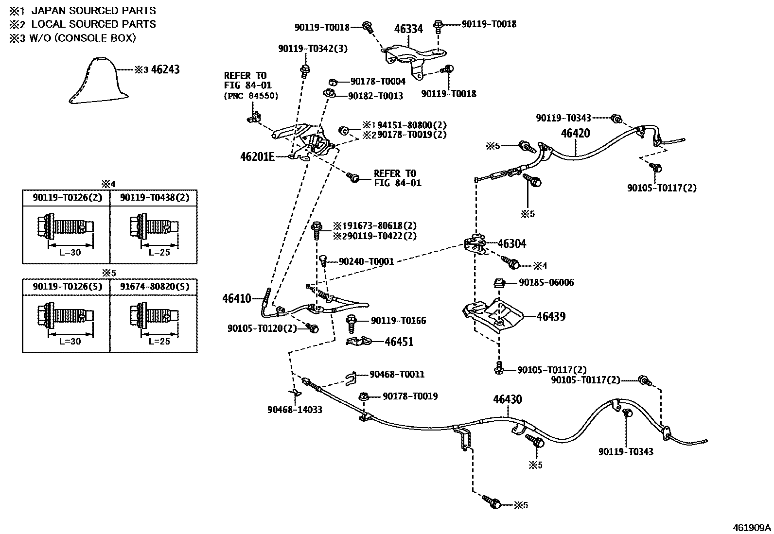 Toyota HILUX Parking Brake & Cable EPC diagram — 461909A