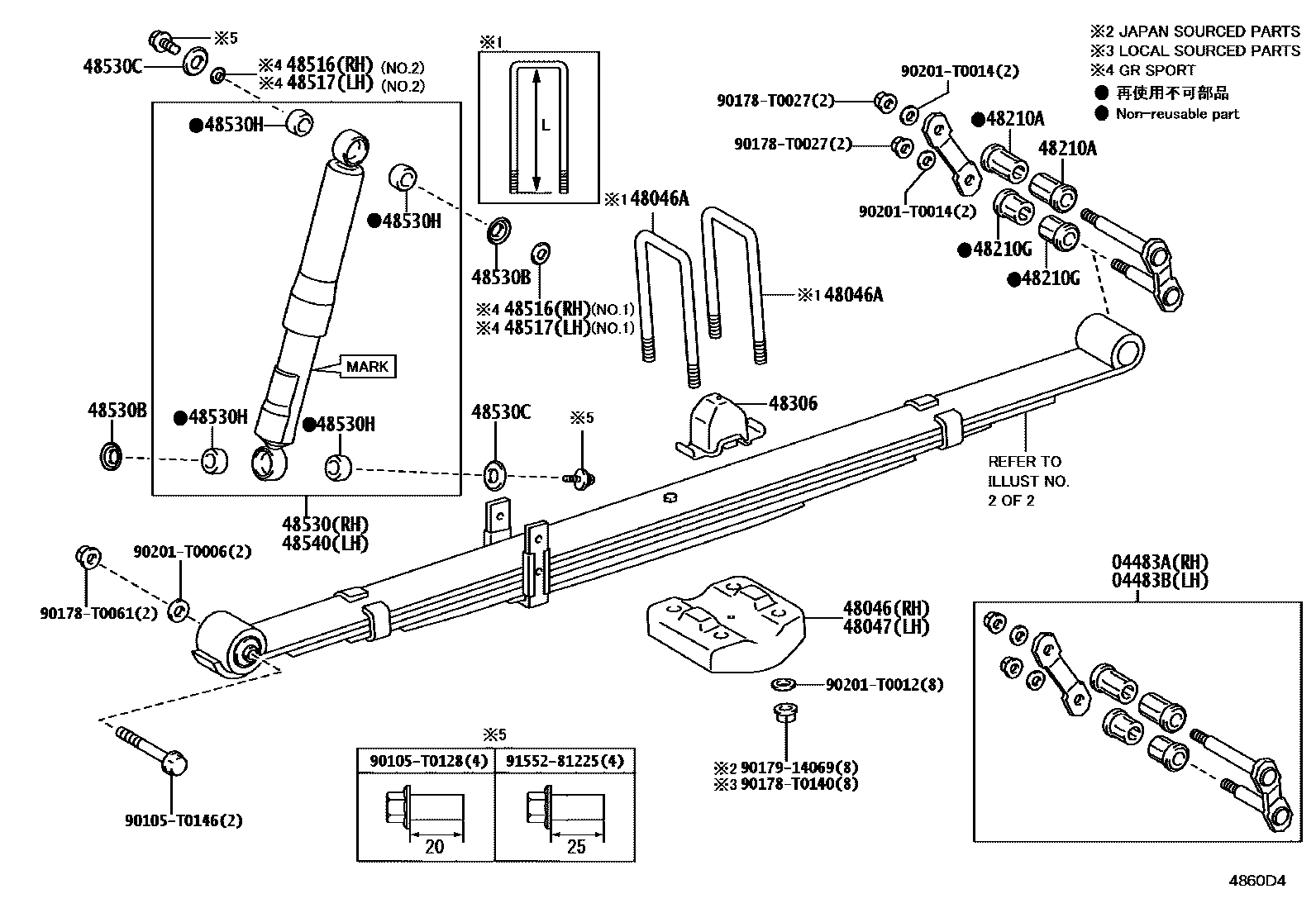 Toyota HILUX Rear Spring & Shock Absorber EPC diagram — 4860D4