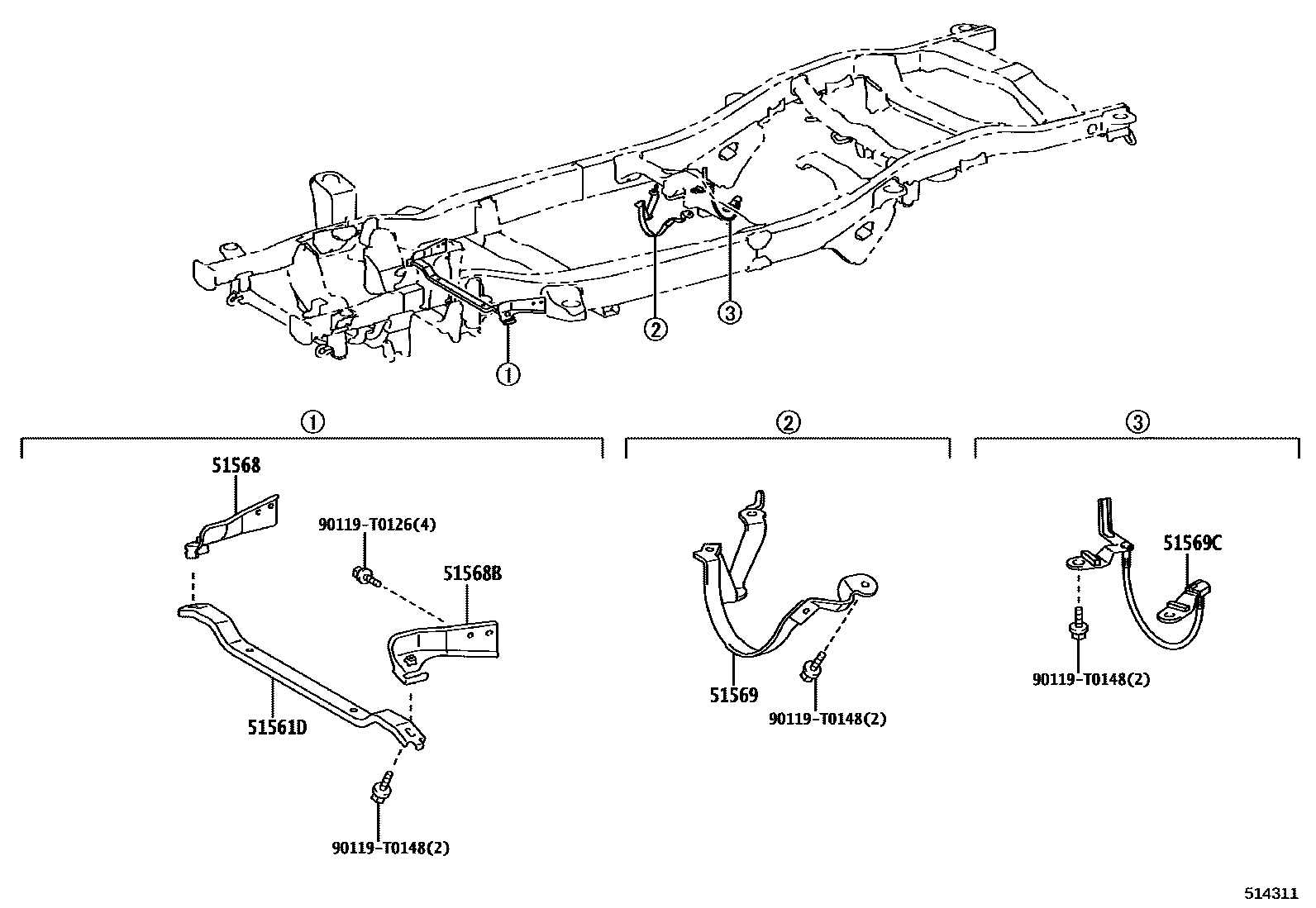 Toyota HILUX 车架 EPC diagram — 514311