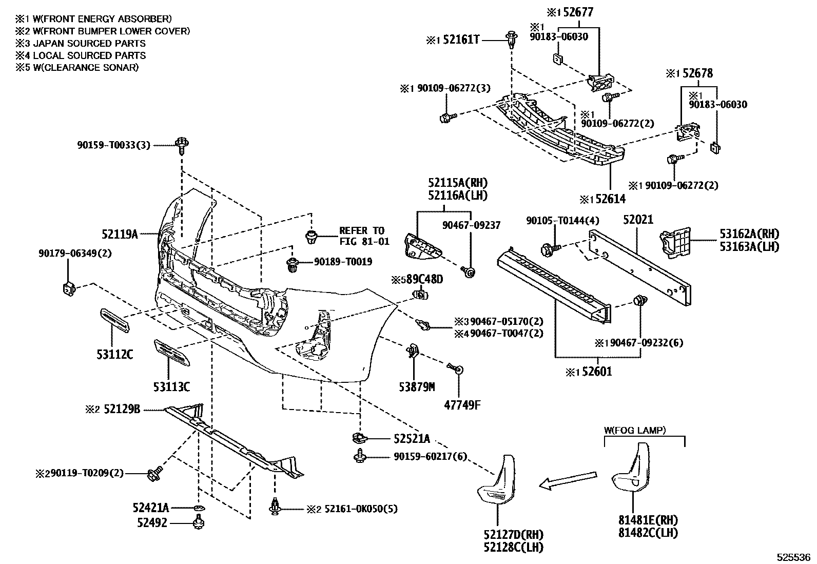 Toyota HILUX 前保险杠及附件 EPC diagram — 525536