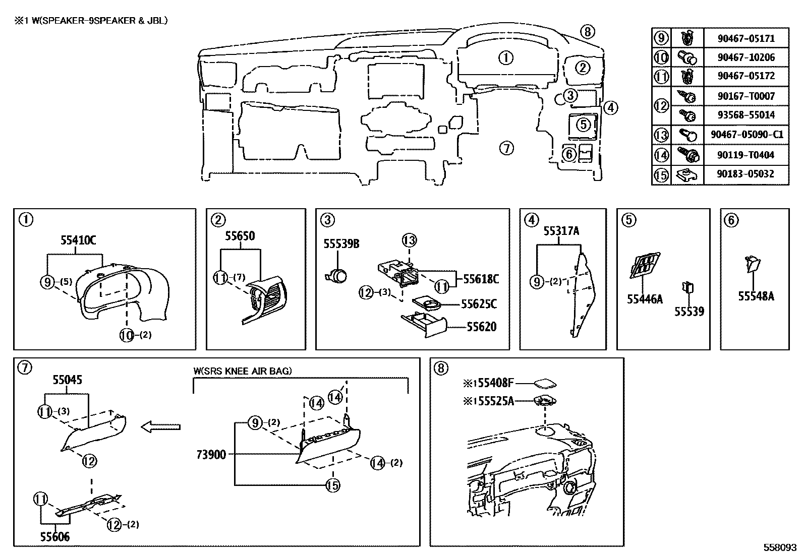 Toyota HILUX 仪表板和手套箱 EPC diagram — 558093