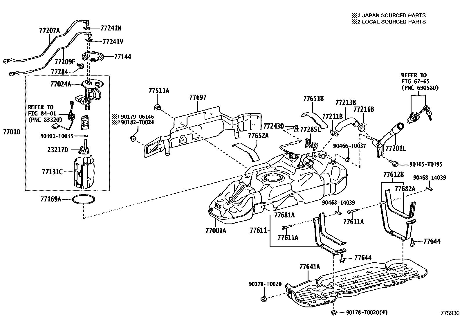 Toyota HILUX 燃油箱和燃油管 EPC diagram — 775930