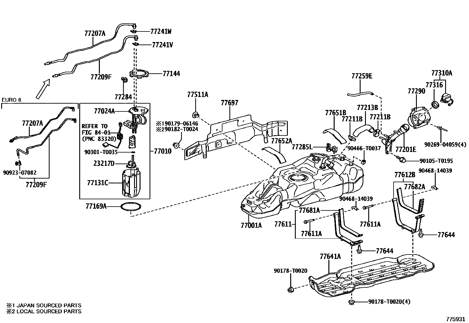 Toyota HILUX 燃油箱和燃油管 EPC diagram — 775931
