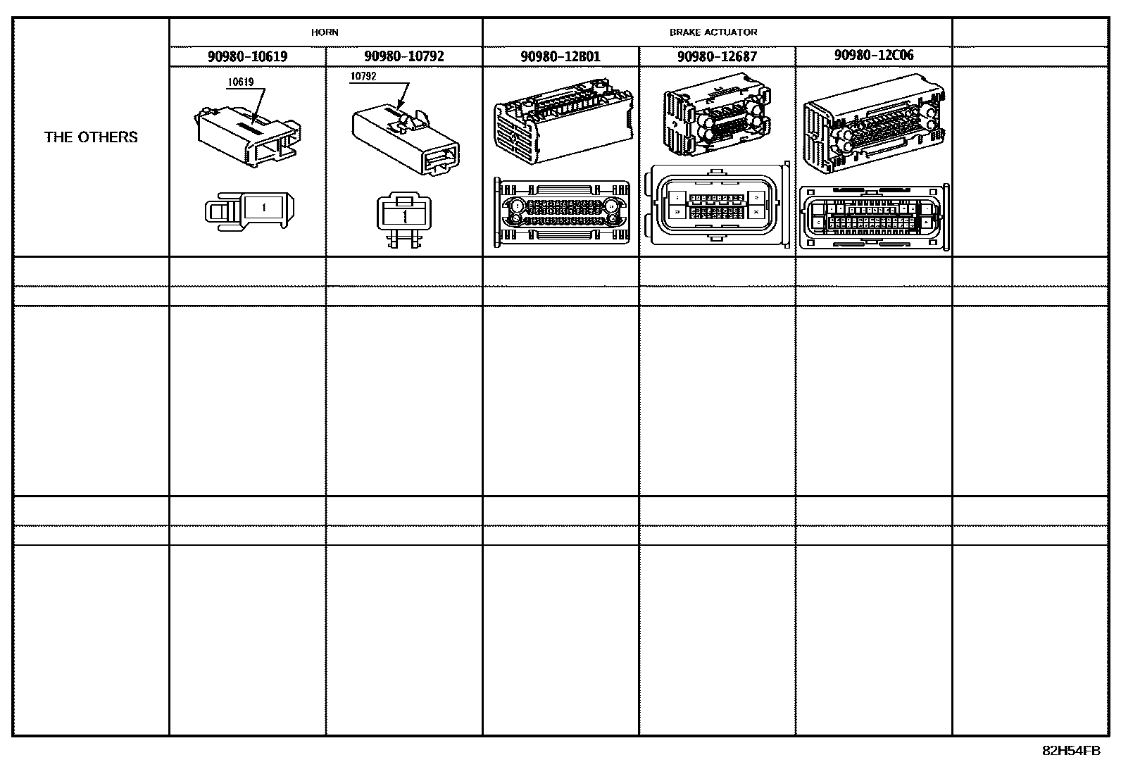 Toyota HILUX 线束和卡夹 EPC diagram — 82H54FB