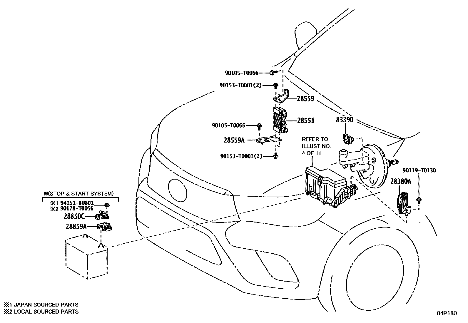 Toyota HILUX 开关和继电器和ECU EPC diagram — 84P180