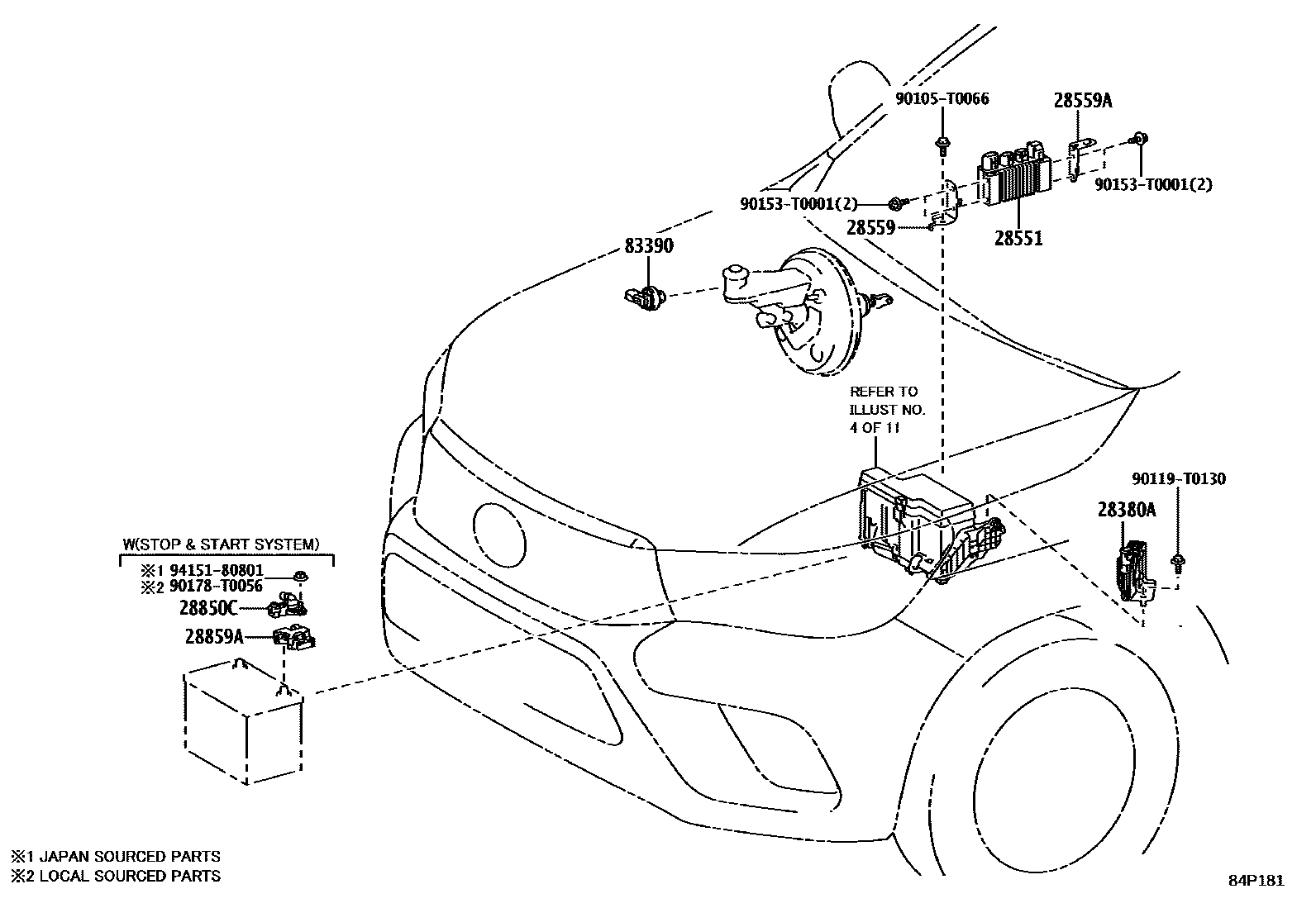 Toyota HILUX 开关和继电器和ECU EPC diagram — 84P181