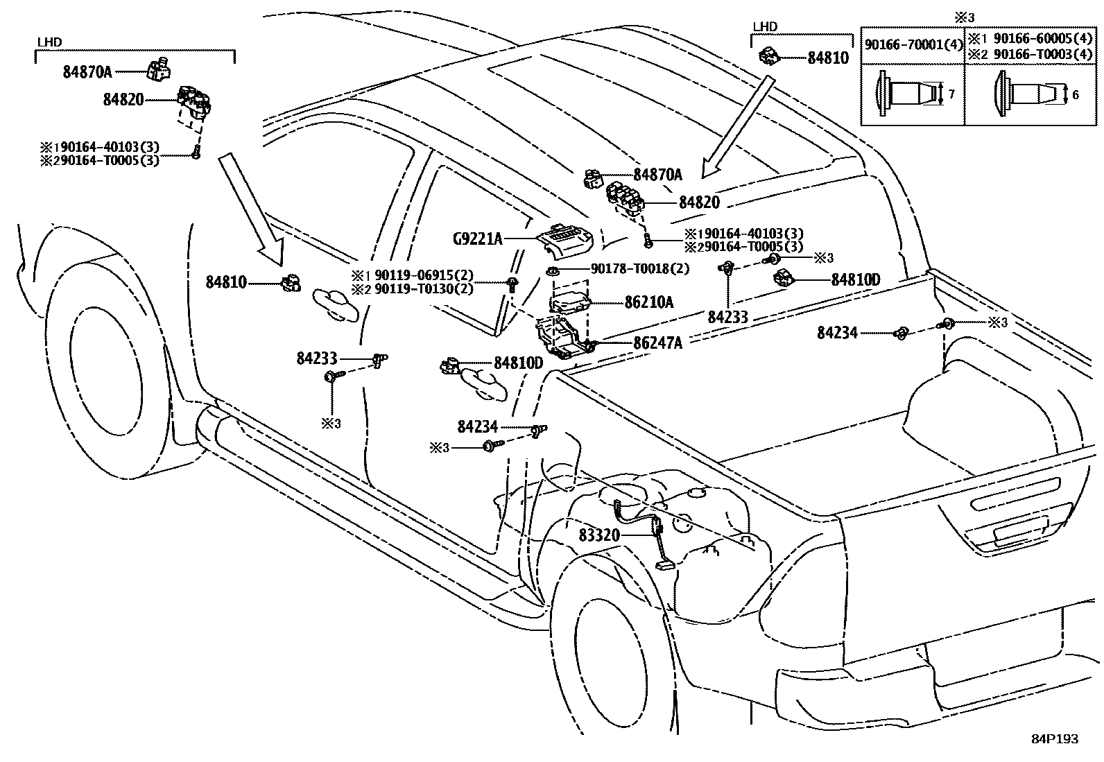 Toyota HILUX 开关和继电器和ECU EPC diagram — 84P193