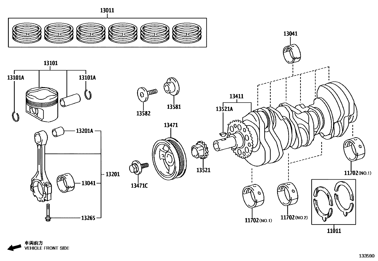 Toyota HILUX Crankshaft & Piston EPC diagram — 133590