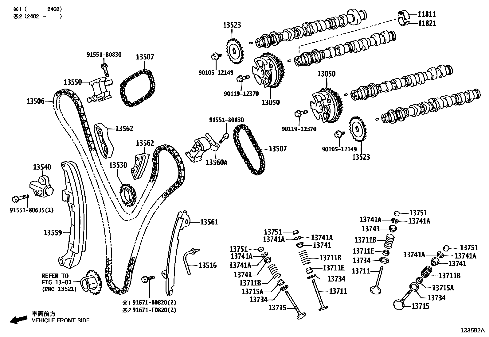 Toyota HILUX Camshaft & Valve EPC diagram — 133592A
