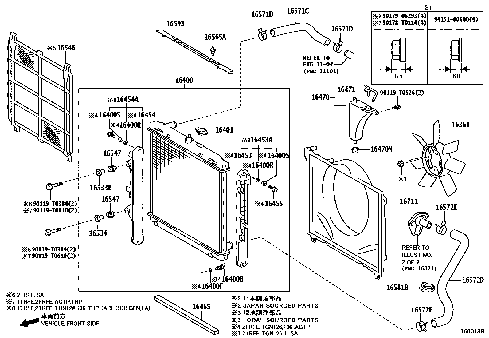 Toyota HILUX RADIATOR & WATER OUTLET EPC diagram — 169018B