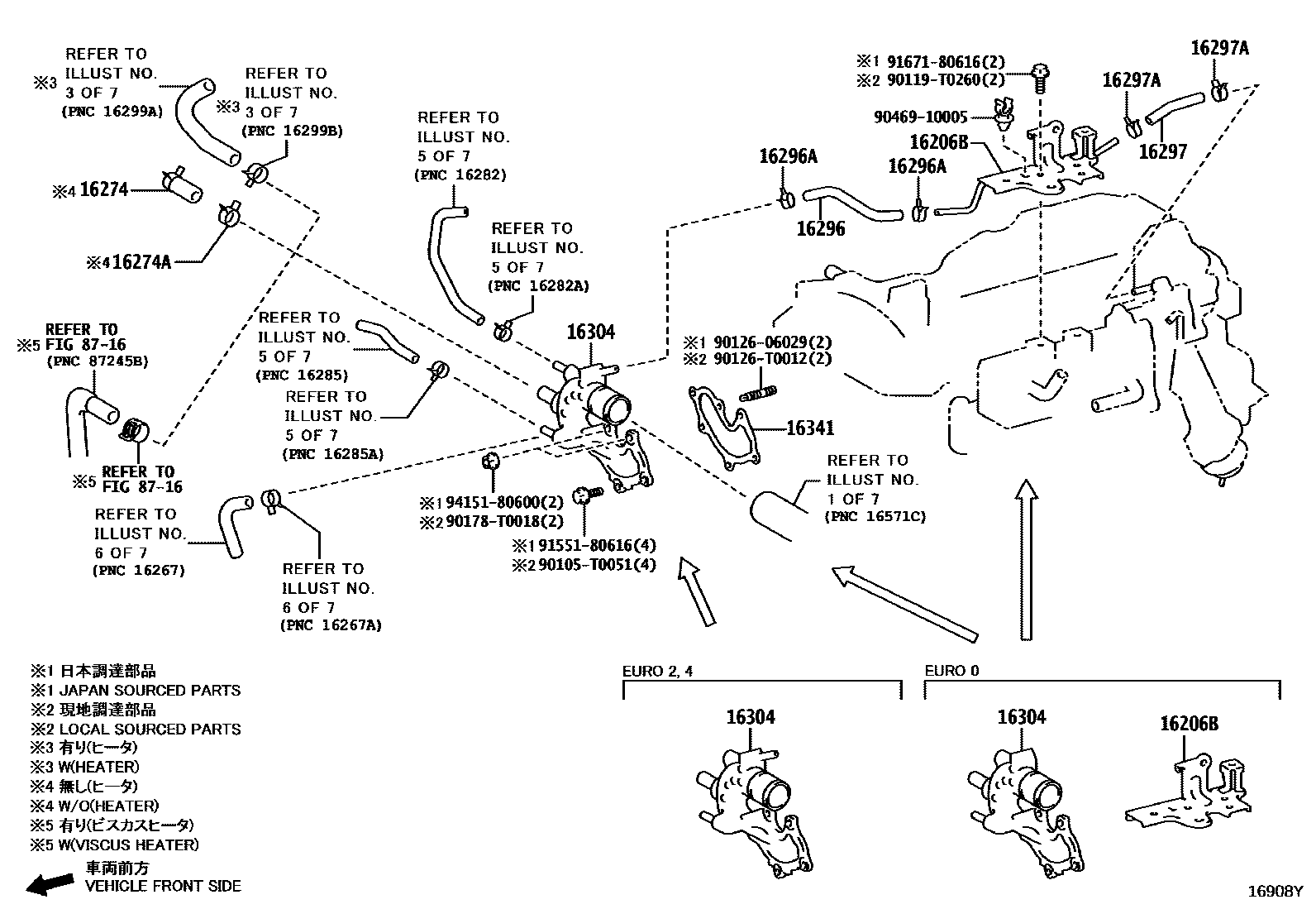 Toyota HILUX RADIATOR & WATER OUTLET EPC diagram — 16908Y