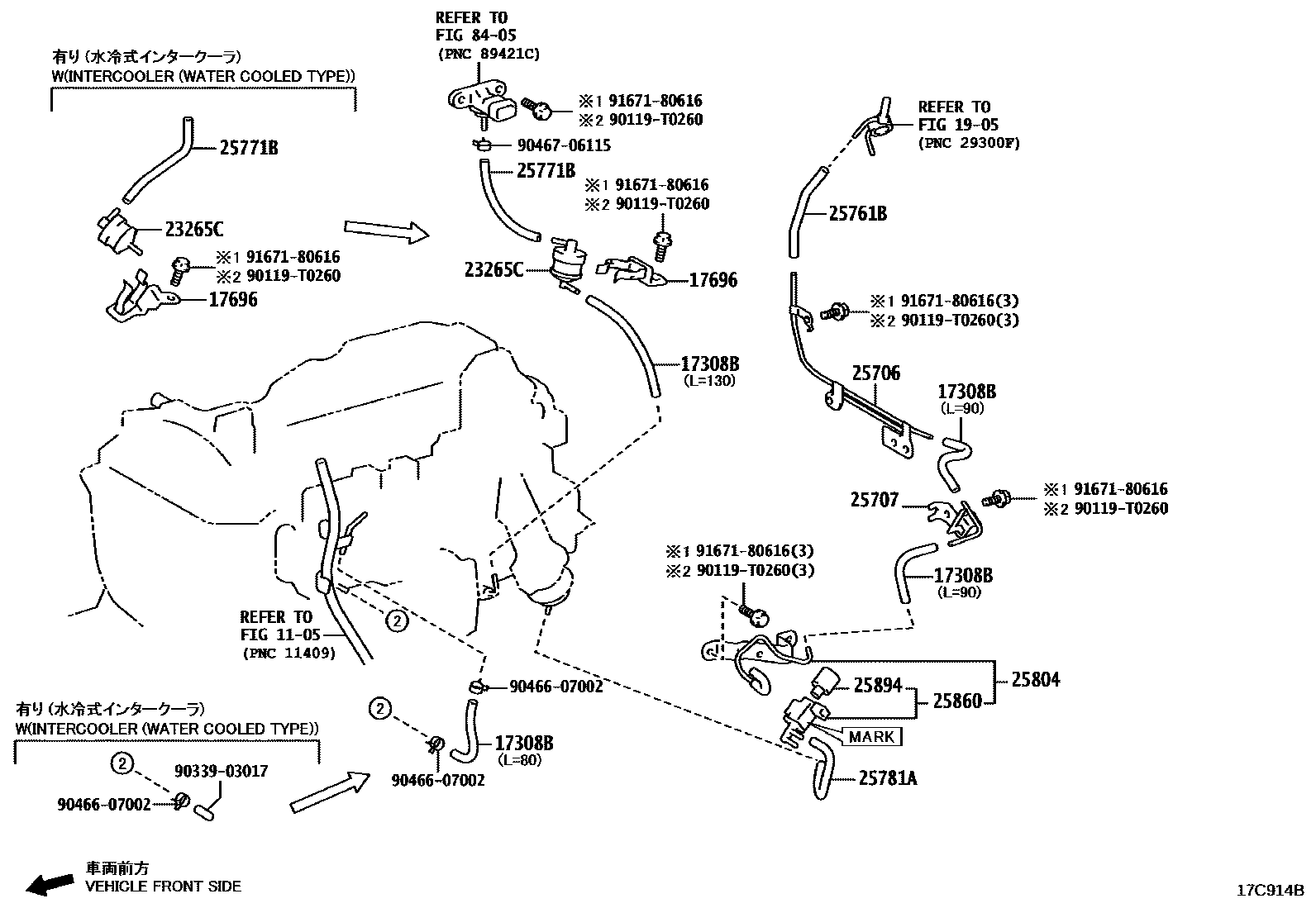 Toyota HILUX vacuum tube EPC diagram — 17C914B