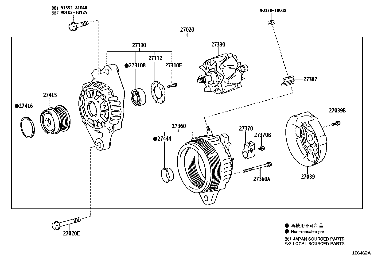 Toyota HILUX Alternator EPC diagram — 196462A