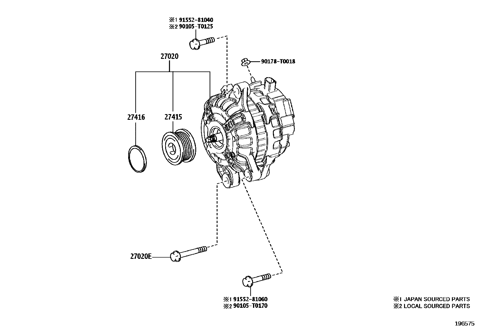 Toyota HILUX Alternator EPC diagram — 196575